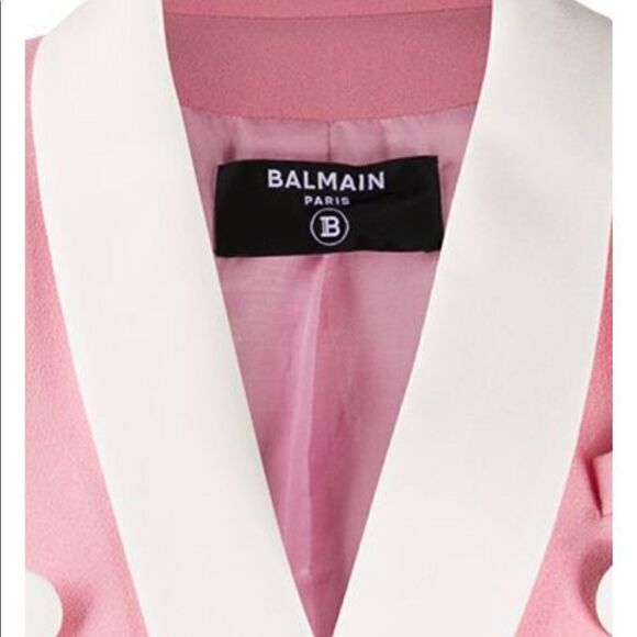 Balmain pink double breasted blazer. Luxe women designer tailored blazer sz 12Us - Picture 5 of 9
